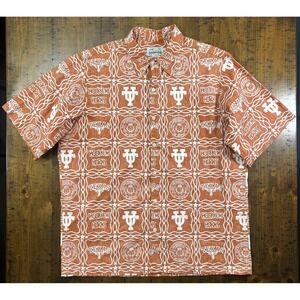 Texas Longhorns Reyn Spooner Hawaiian Shirt Mens Medium Orange Hook Em Horns
